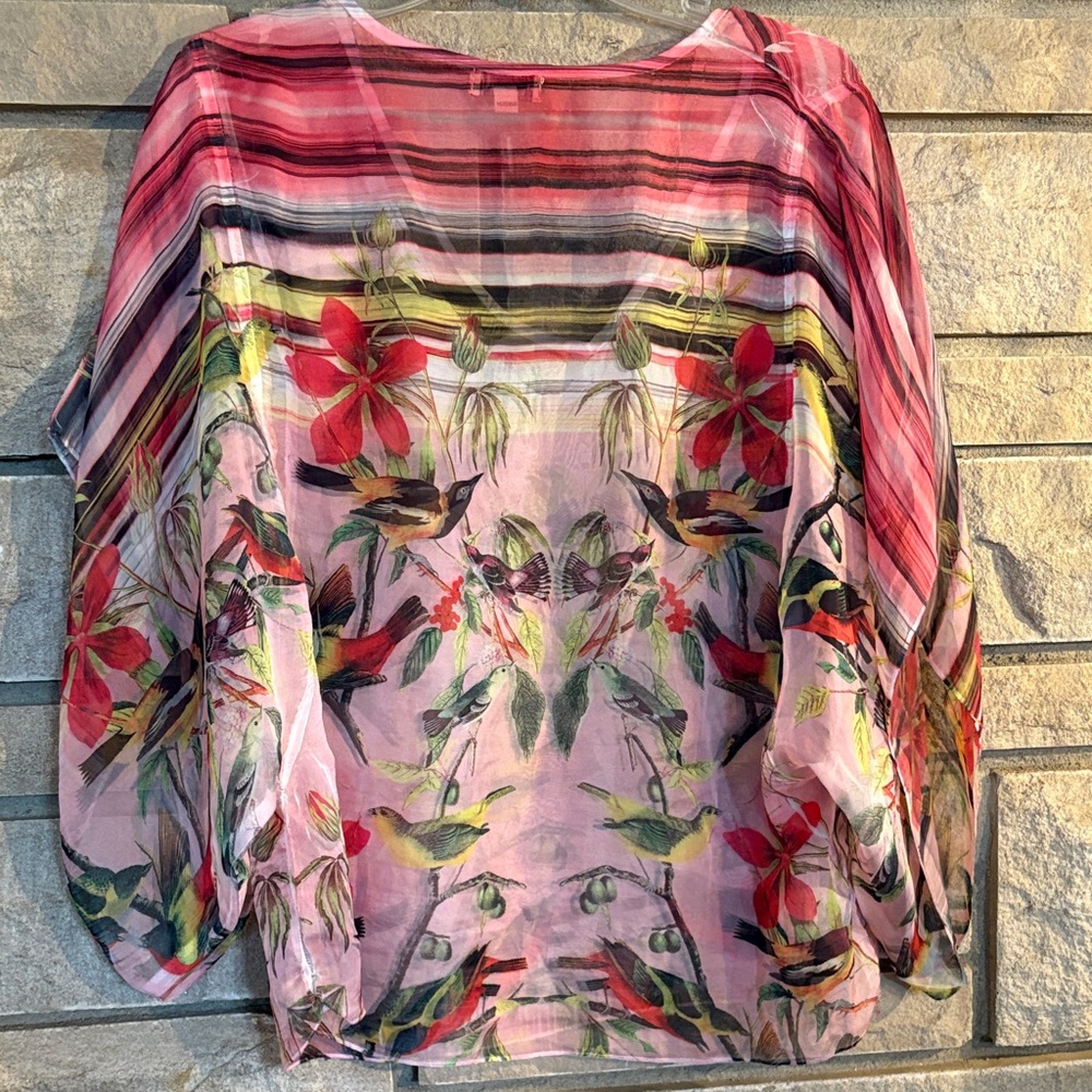 ONE WORLD Pink Multicolor Floral Blouse - Picture 8 of 12